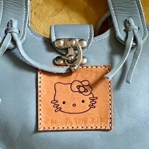 Customized HELLO KITTY Vintage Leather Baby Blue Small Handbag ♥️♥️♥️♥️♥️